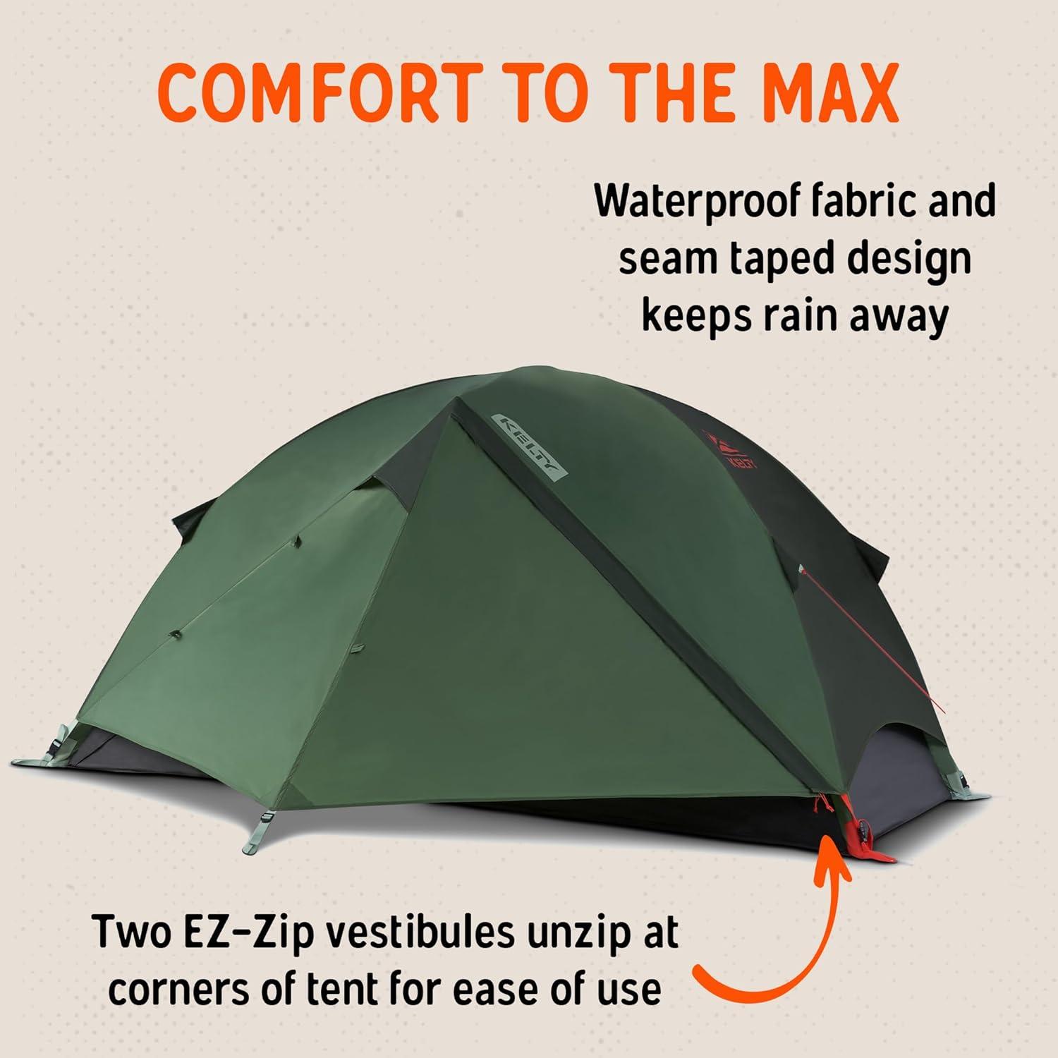 image:imageKelty Wireless Freestanding Camping Tent 2 4 or 6 Person Size Huge Interior and Peak Height Intuitive  Easy to Pitch Color Coded SetupDill  Black Forest