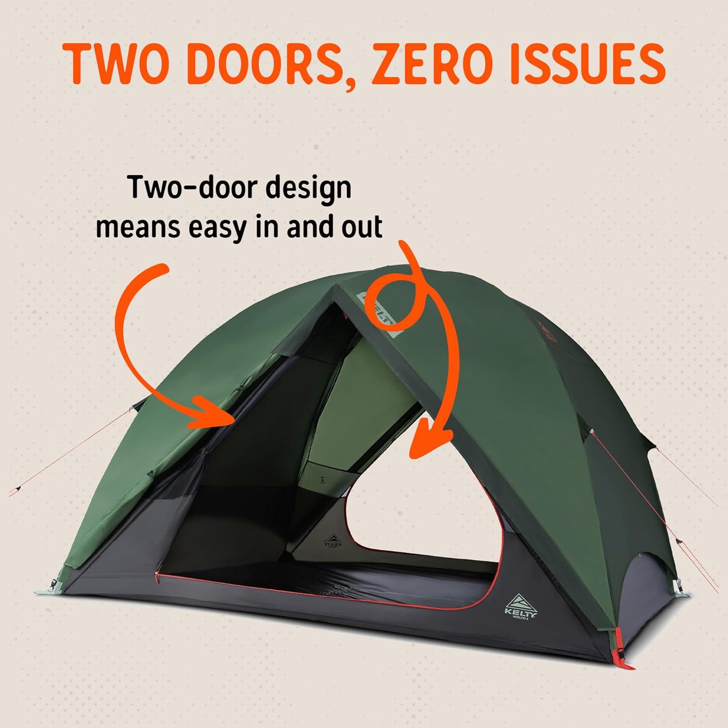 image:imageKelty Wireless Freestanding Camping Tent 2 4 or 6 Person Size Huge Interior and Peak Height Intuitive  Easy to Pitch Color Coded SetupDill  Black Forest