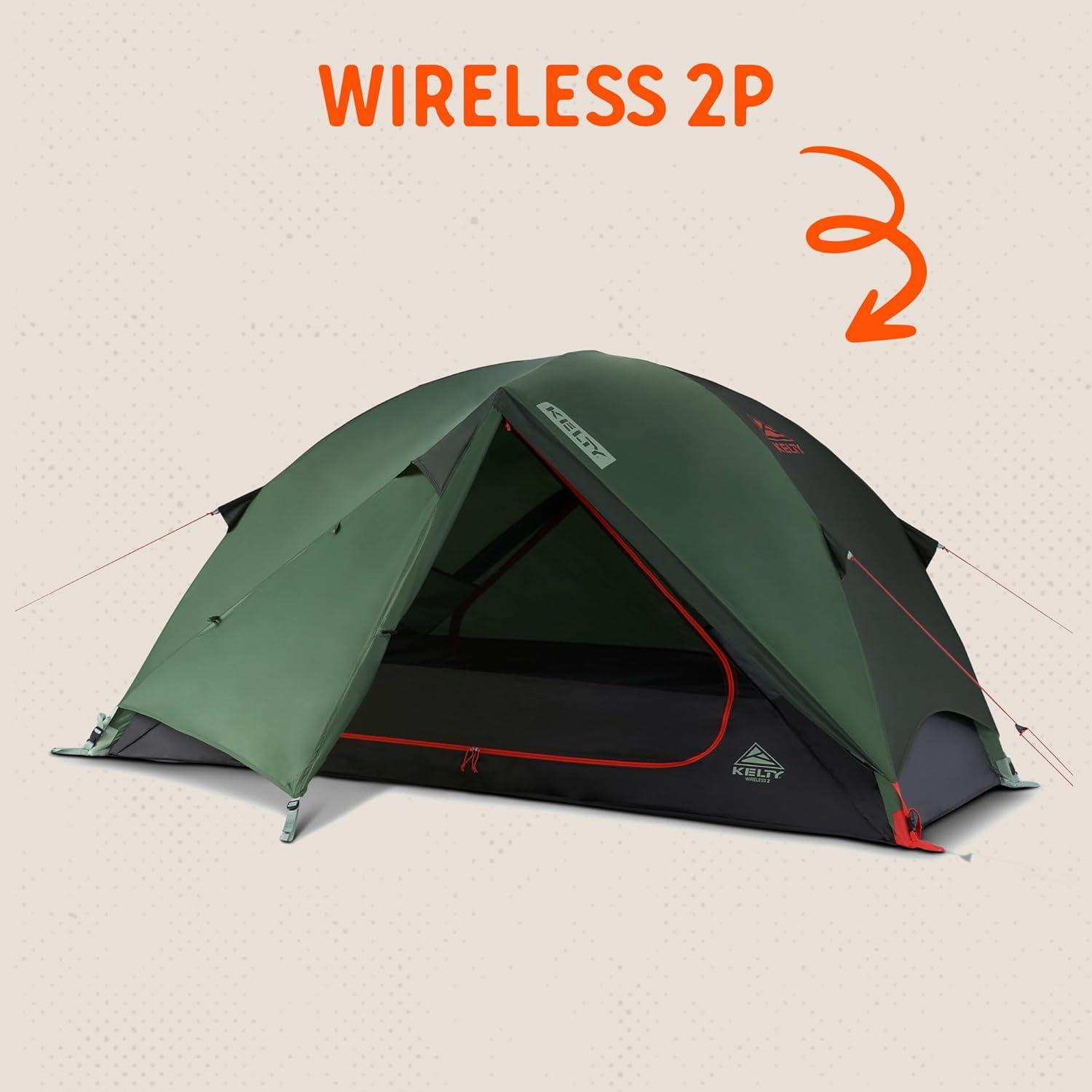 image:imageKelty Wireless Freestanding Camping Tent 2 4 or 6 Person Size Huge Interior and Peak Height Intuitive  Easy to Pitch Color Coded SetupDill  Black Forest