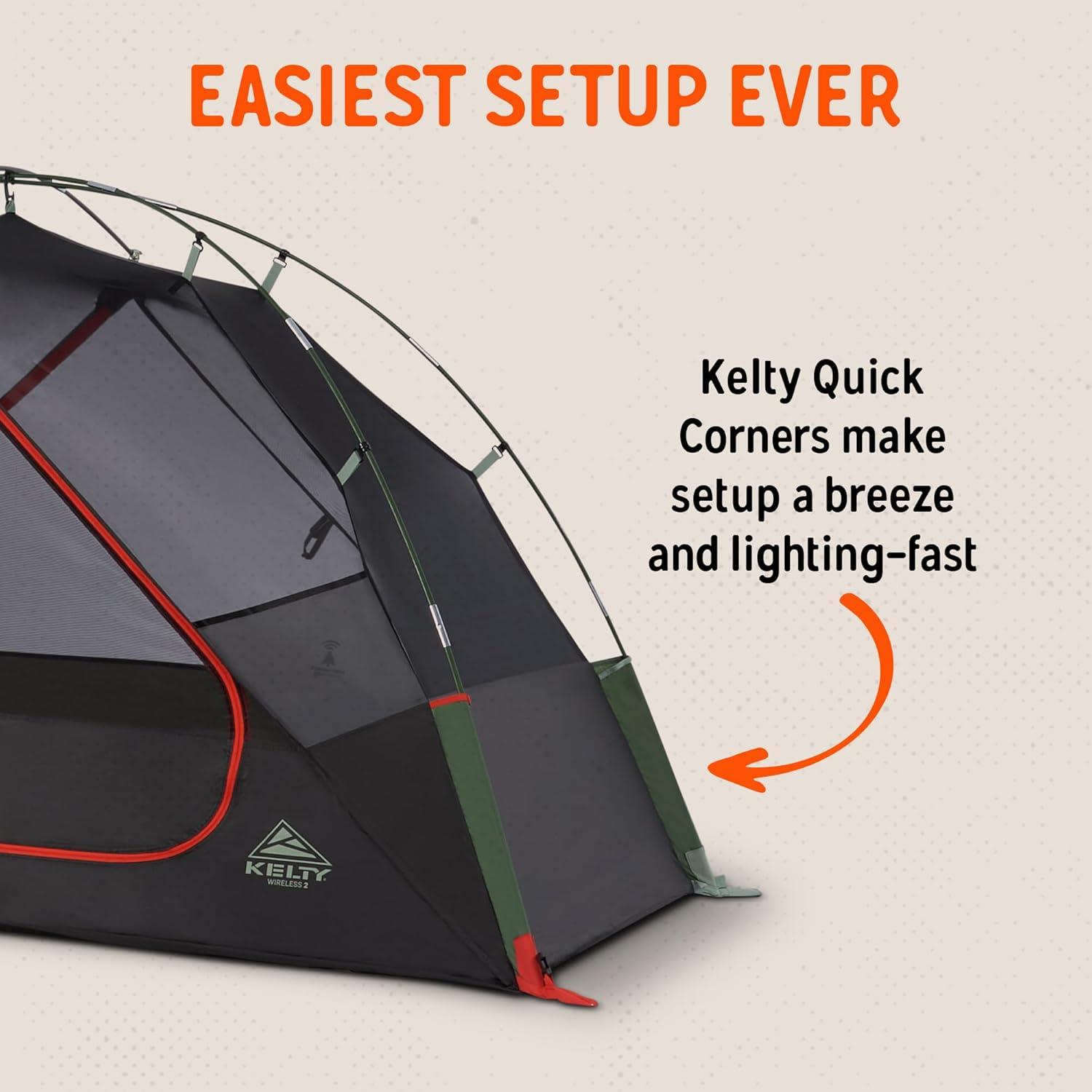 image:imageKelty Wireless Freestanding Camping Tent 2 4 or 6 Person Size Huge Interior and Peak Height Intuitive  Easy to Pitch Color Coded SetupDill  Black Forest