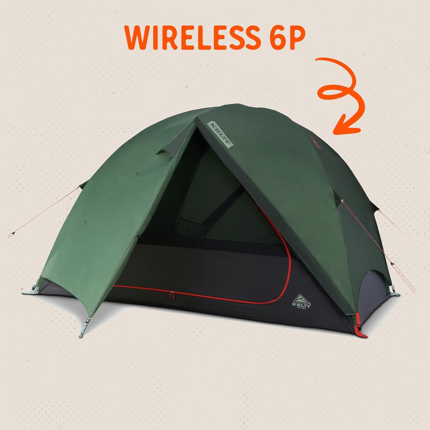 image:imageKelty Wireless Freestanding Camping Tent 2 4 or 6 Person Size Huge Interior and Peak Height Intuitive  Easy to Pitch Color Coded SetupDill  Black Forest
