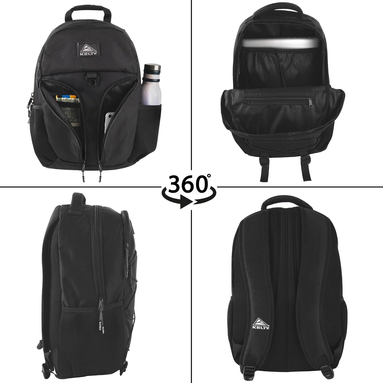 image:imageKelty Black Laptop Backpack 25 Liter 18 Inch Multipocket College Backpack for Men Women Hiking Work