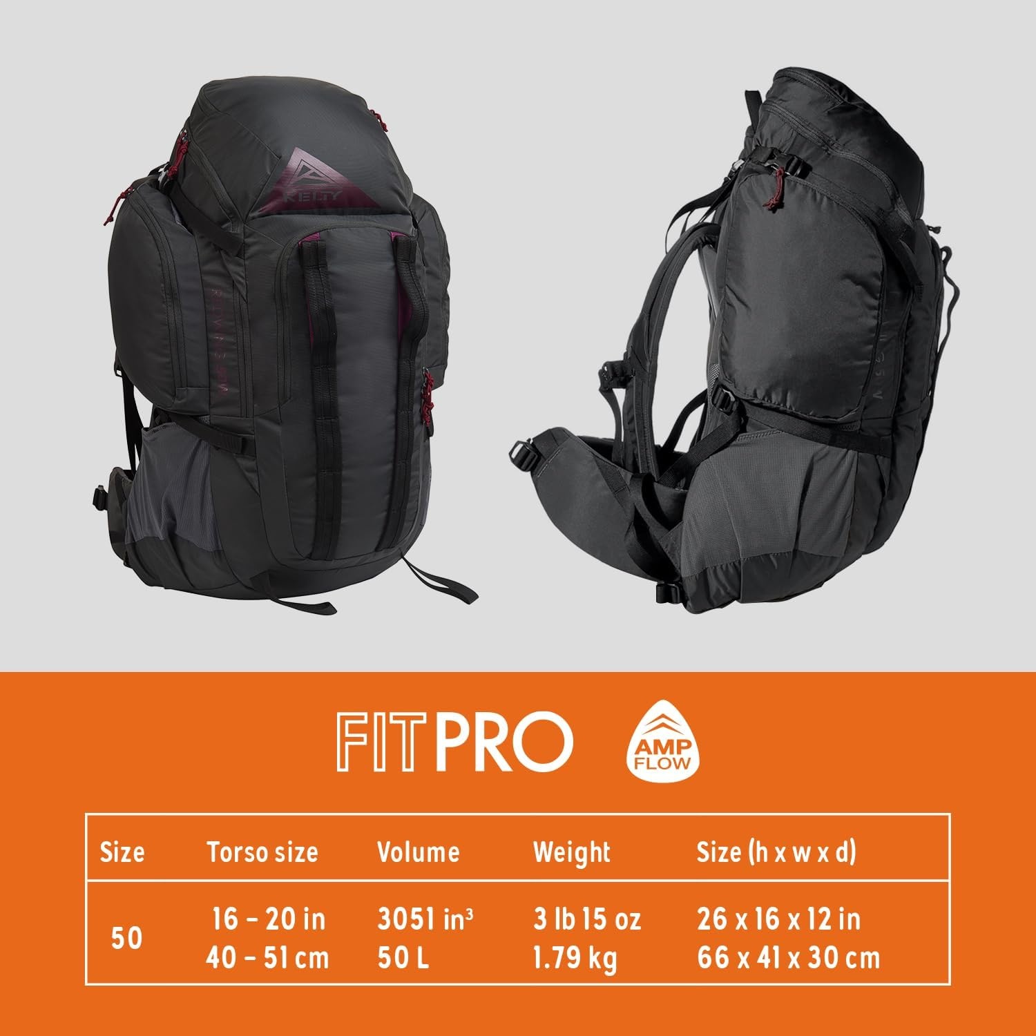 image:imageKelty Redwing 50 Womens 50 Liter Internal Frame Backpack for Hiking Backpacking Travel Hip Belt Women Specific Fit 2023 CinnamonBlackout